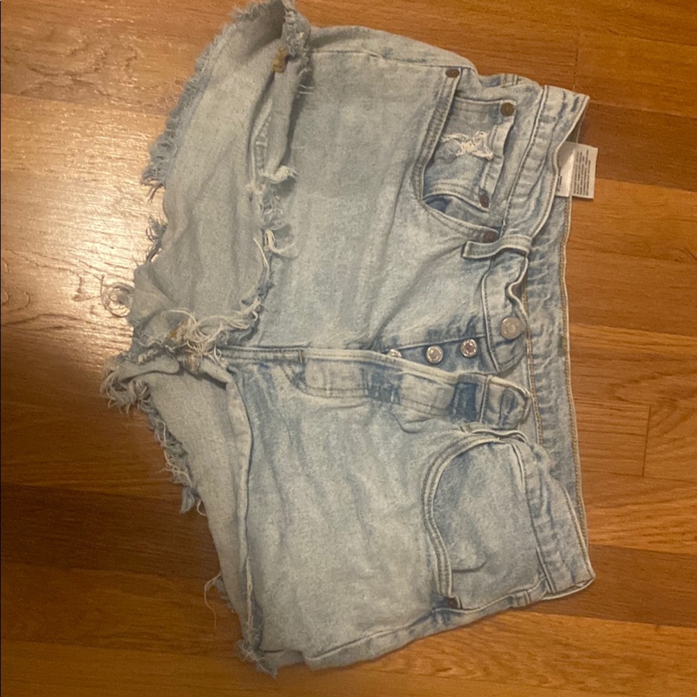 Levi's Light Blue Frayed Denim Shorts